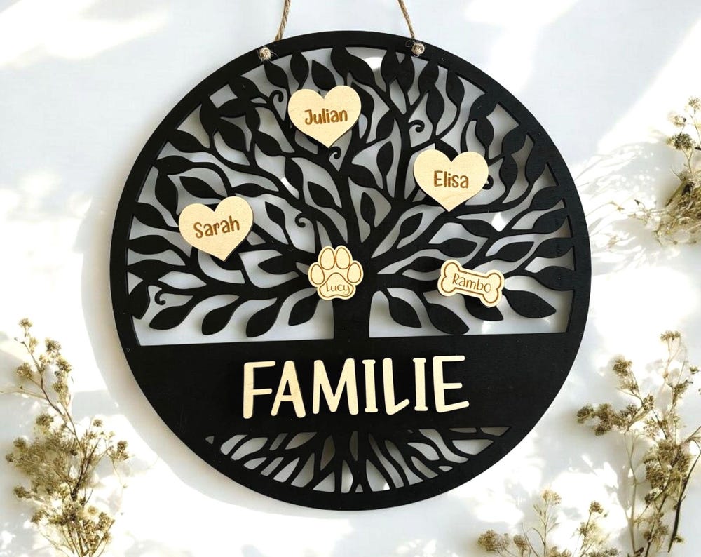 personalized door wreath tree of life with family name