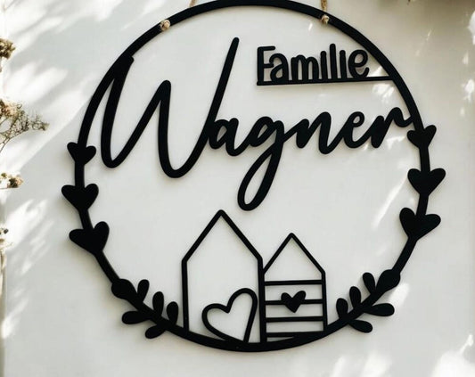 Hübscher Dekoring, Türkranz, Fensterdekoration, modern, schwarz, minimalistisch, Scandinavian Hygge, Deko loop, Dekoring, personalisiert