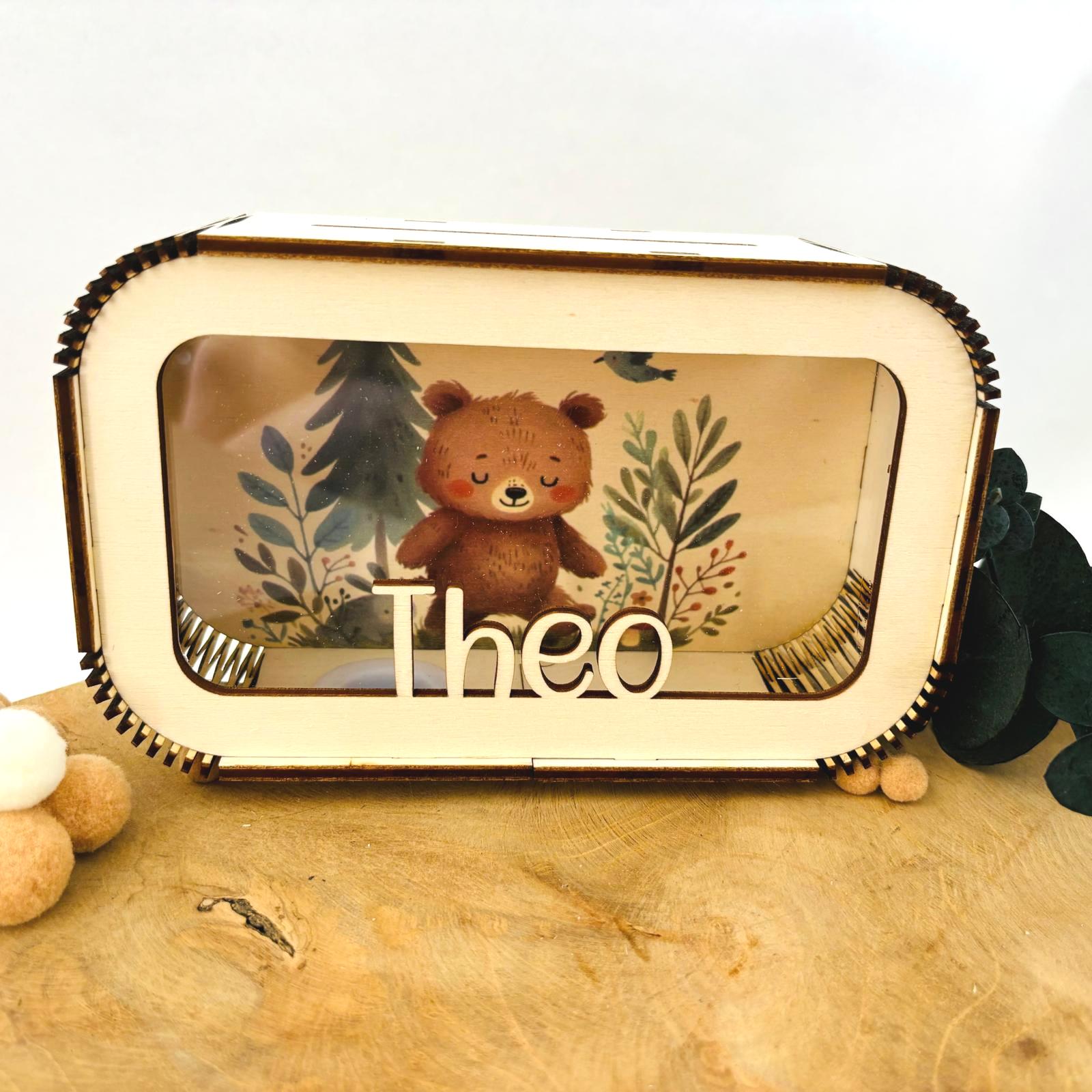 Süße Teddy Spardose personalisiert mit Namen in Wunschfarben, Sparbüchse, Sparschwein, Geldgeschenk, Geschenk zur Geburt, Taufe, Geburtstag