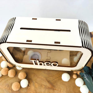 Süße Teddy Spardose personalisiert mit Namen in Wunschfarben, Sparbüchse, Sparschwein, Geldgeschenk, Geschenk zur Geburt, Taufe, Geburtstag