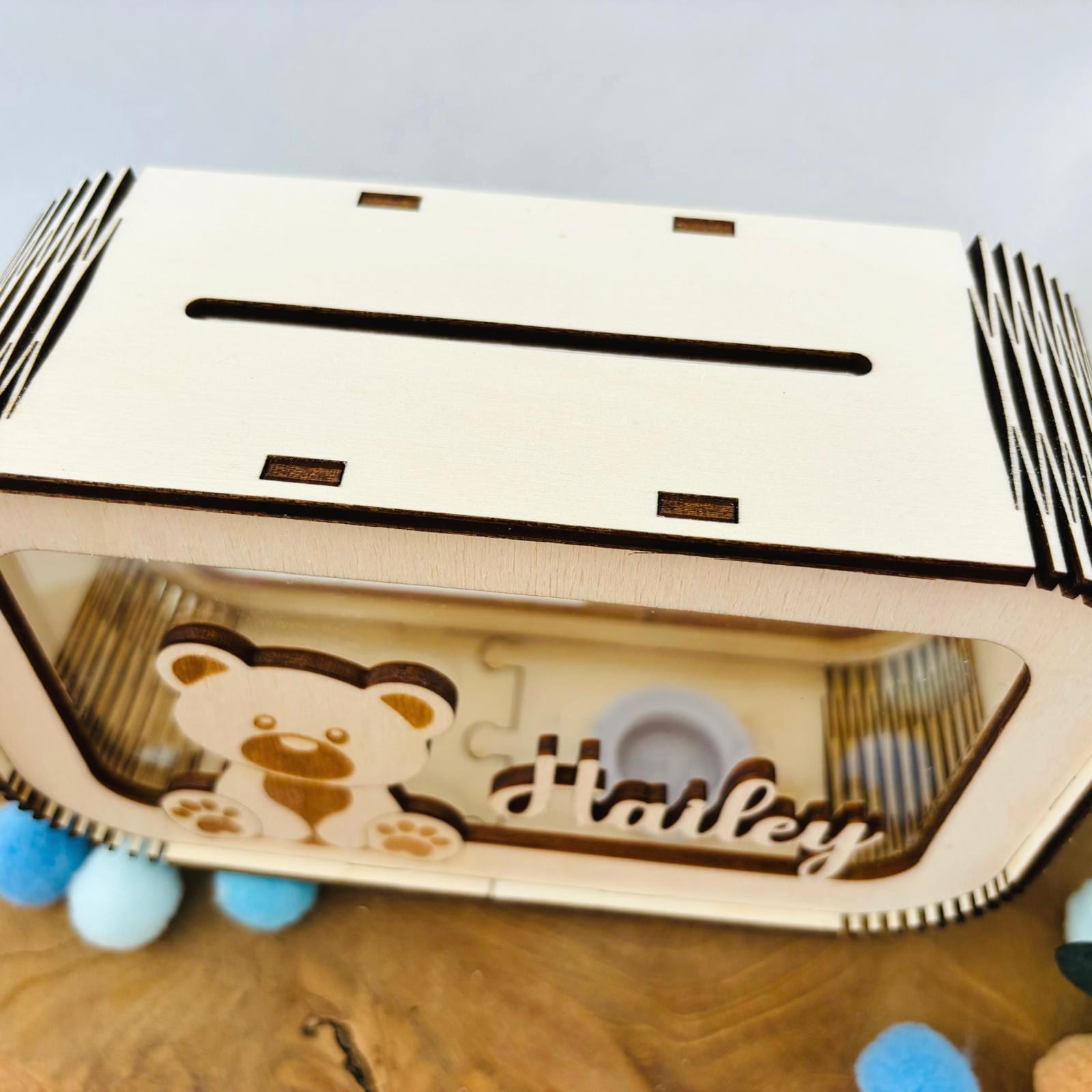 Süße Teddy Spardose personalisiert mit Namen in Wunschfarben, Sparbüchse, Sparschwein, Geldgeschenk, Geschenk zur Geburt, Taufe, Geburtstag