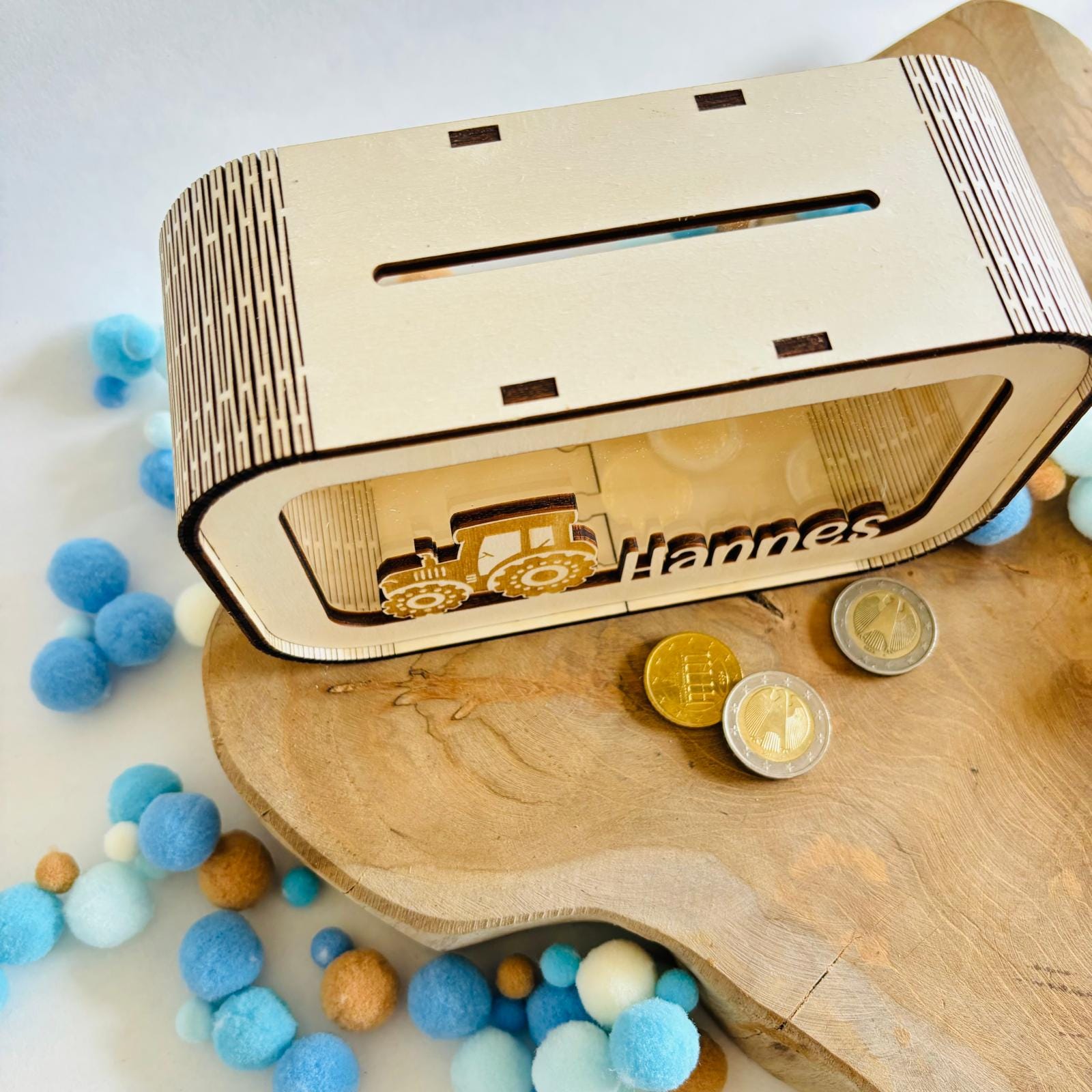 Traktor Spardose personalisiert mit Namen, Sparbüchse, Sparschwein, Geldgeschenk, Geschenk zur Geburt, Taufe, Geburtstag, Trecker