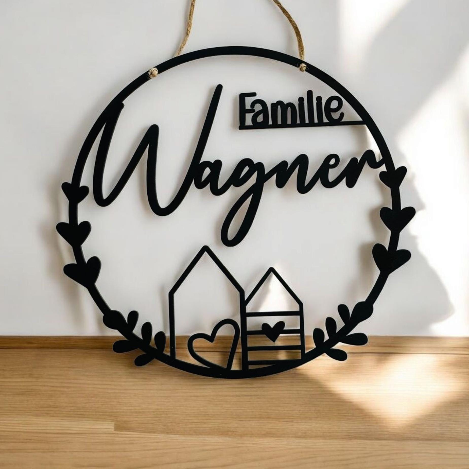 Hübscher Dekoring, Türkranz, Fensterdekoration, modern, schwarz, minimalistisch, Scandinavian Hygge, Deko loop, Dekoring, personalisiert