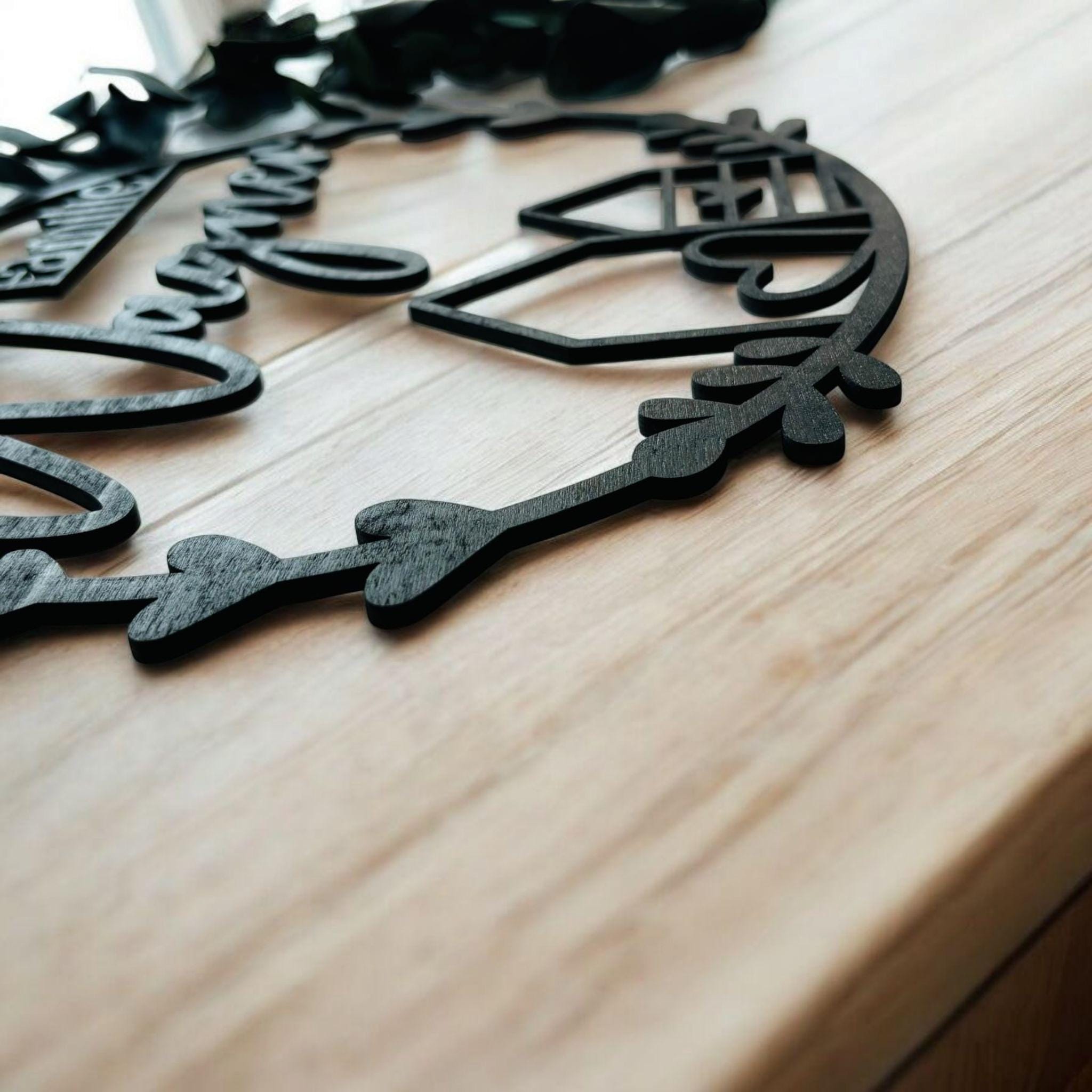 Hübscher Dekoring, Türkranz, Fensterdekoration, modern, schwarz, minimalistisch, Scandinavian Hygge, Deko loop, Dekoring, personalisiert