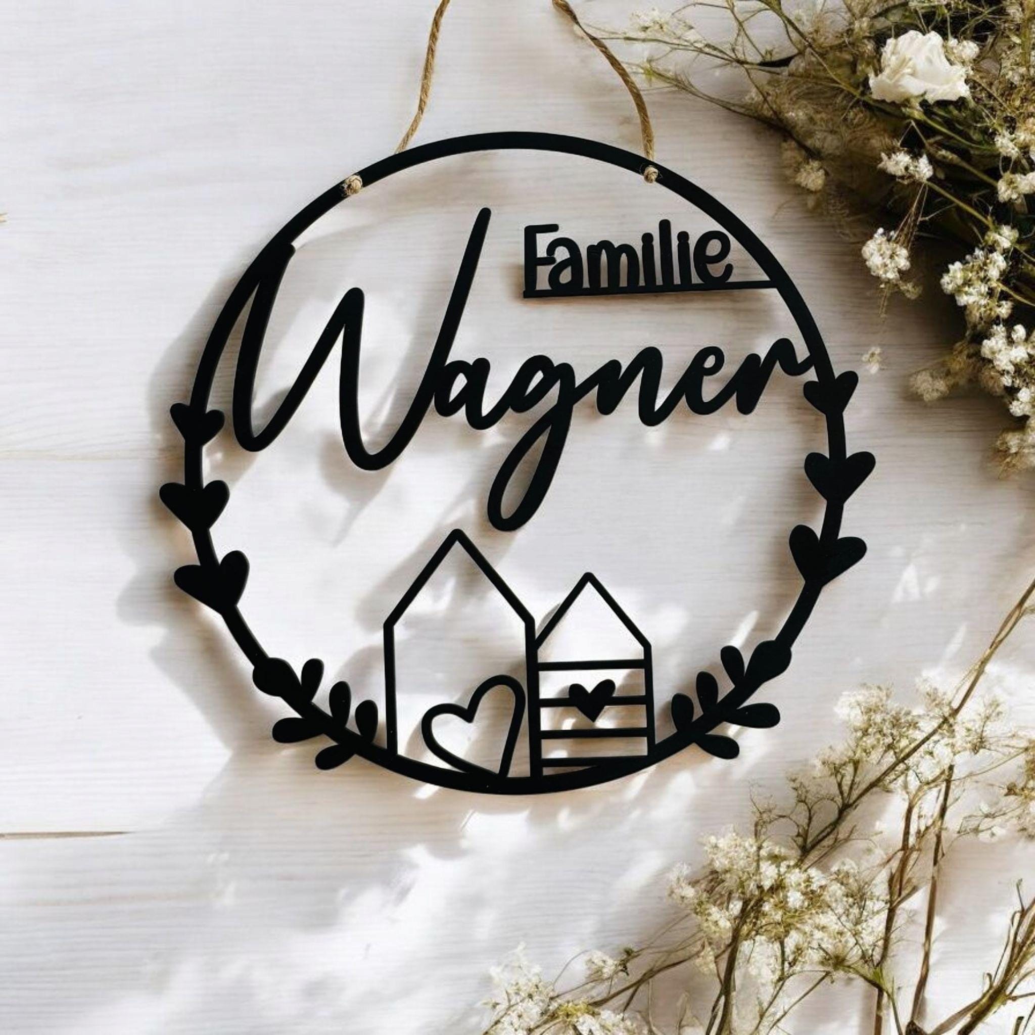 Hübscher Dekoring, Türkranz, Fensterdekoration, modern, schwarz, minimalistisch, Scandinavian Hygge, Deko loop, Dekoring, personalisiert