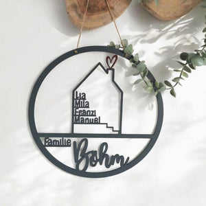 Türkranz Haus mit Namen, Personalisiert, Türschild Familie, Namensschild, Geschenk Hochzeit, Geburtstag, Einweihungsgeschenk, Einzug