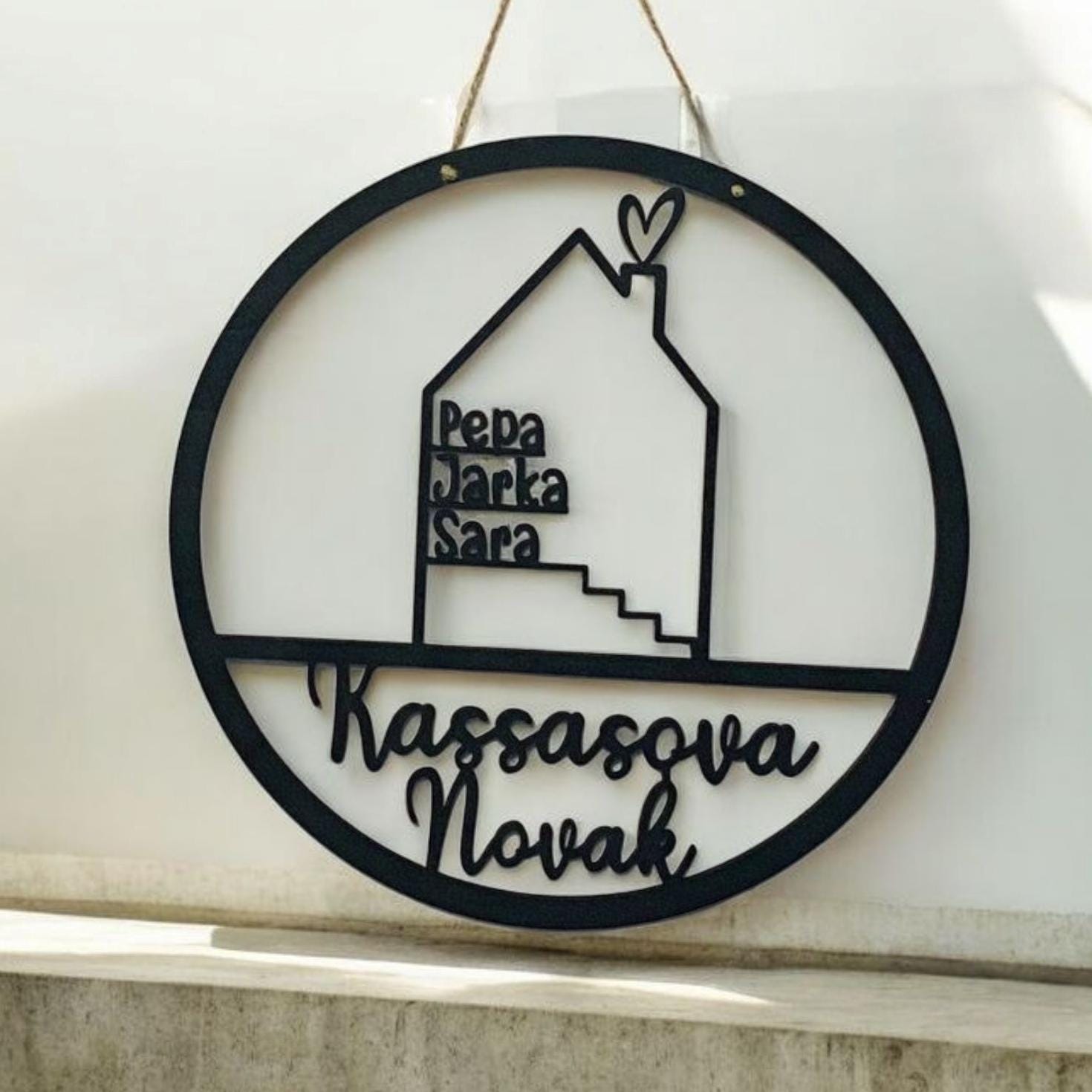 Türkranz Haus mit Namen, Personalisiert, Türschild Familie, Namensschild, Geschenk Hochzeit, Geburtstag, Einweihungsgeschenk, Einzug