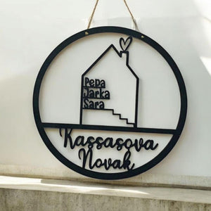 Türkranz Haus mit Namen, Personalisiert, Türschild Familie, Namensschild, Geschenk Hochzeit, Geburtstag, Einweihungsgeschenk, Einzug