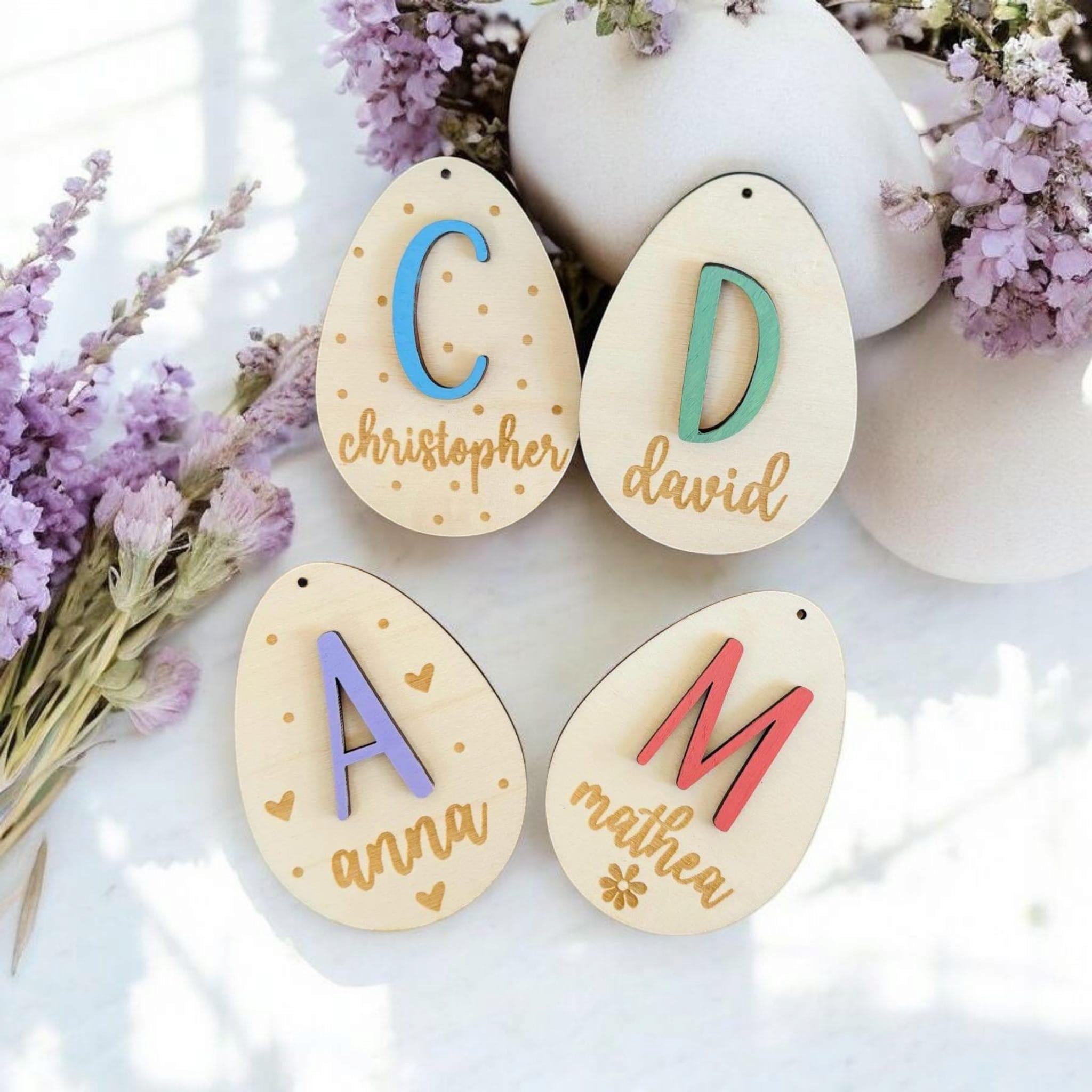 personalisiertes Osterei in Wunschfarbe, Osterdeko Holz, Oster Anhänger personalisiert, Osterkörbchen Kinder, Kleine Ostergeschenke