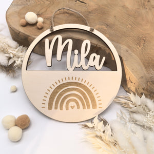 Regenbogen Türschild personalisiert fürs Kinderzimmer, Geburtstagsgeschenk, Deko, Geschenk Taufe, Geburt, Kindergeburtstag, Namensschild