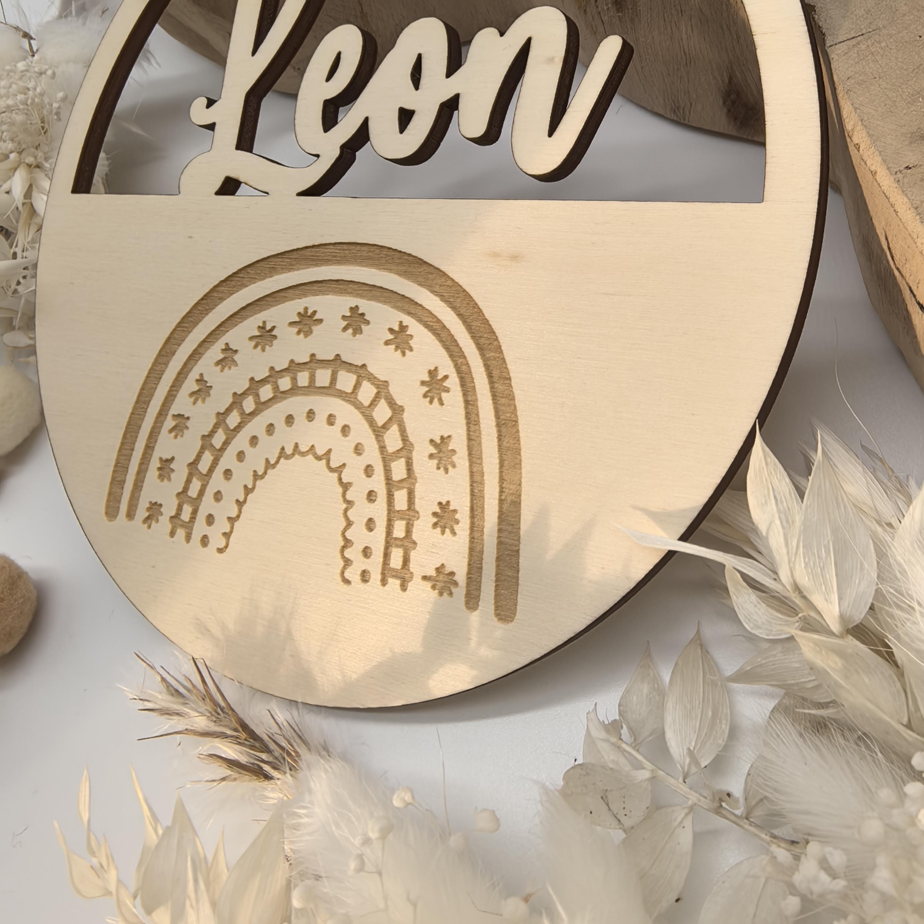 Regenbogen Türschild personalisiert fürs Kinderzimmer, Geburtstagsgeschenk, Deko, Geschenk Taufe, Geburt, Kindergeburtstag, Namensschild