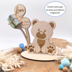 süßes Geldgeschenk zur Geburt oder Taufe , Geburtstag , personalisiert mit deinem Wunschtext, Taufgeschenk, Namensschild, Geburtsdaten