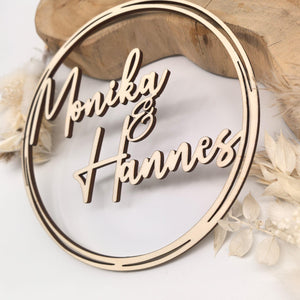 Hochzeit Kranz Geschenk personalisiert mit Namen aus Holz - Hochzeitsgeschenk Holz Hochzeitsschild Holzkranz Hochzeitskranz Hochzeitsdeko