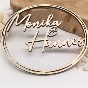 Hochzeit Kranz Geschenk personalisiert mit Namen aus Holz - Hochzeitsgeschenk Holz Hochzeitsschild Holzkranz Hochzeitskranz Hochzeitsdeko