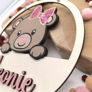 Namensschild mit Geburtsdaten aus Holz, personalisiertes Geschenk zur Geburt, Taufe