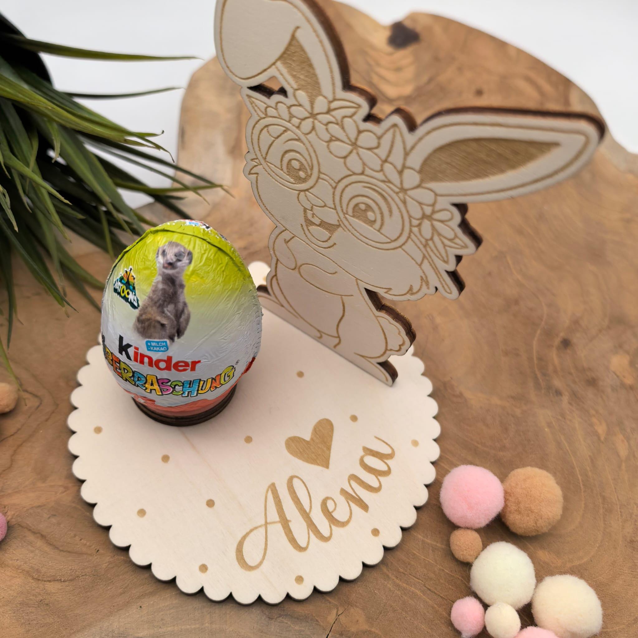Ü-Ei Hase personalisiert aus Holz Halterung , Ostern, Geschenk, Ostergeschenk, Überraschungsei, Ostergeschenk, Eierhalter, Ostergeschenk