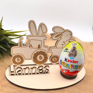Ü-Ei Traktor Eierhalter personalisiert aus Holz Halterung , Ostern, Geschenk, Ostergeschenk, Überraschungsei, Ostergeschenk, Ostergeschenk