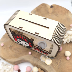 Marienkäfer Spardose personalisiert mit Namen in Wunschfarben, Sparbüchse, Sparschwein, Geldgeschenk, Geschenk Geburt, Taufe, Geburtstag