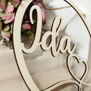 Filigranes, personalisiertes Namensschild, Türschild mit Herz im Boho Stil, Geschenk Baby, Geburt, Taufe, Kinderzimmerdeko, minimalistisch