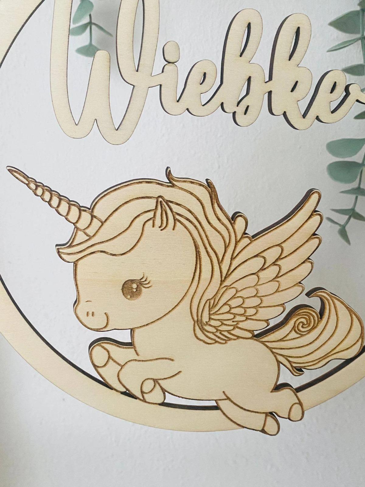 Personalisiertes Einhorn Türschild fürs Kinderzimmer, Geburtstagsgeschenk, Deko, Geschenk Taufe, Geburt, Kindergeburtstag, Namensschild