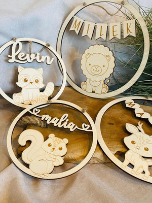 Türschild personalisiert mit 61 süßen Motiven Kinderzimmer, Geburtstagsgeschenk Deko, Geschenk Taufe, Geburt Kindergeburtstag, Namensschild