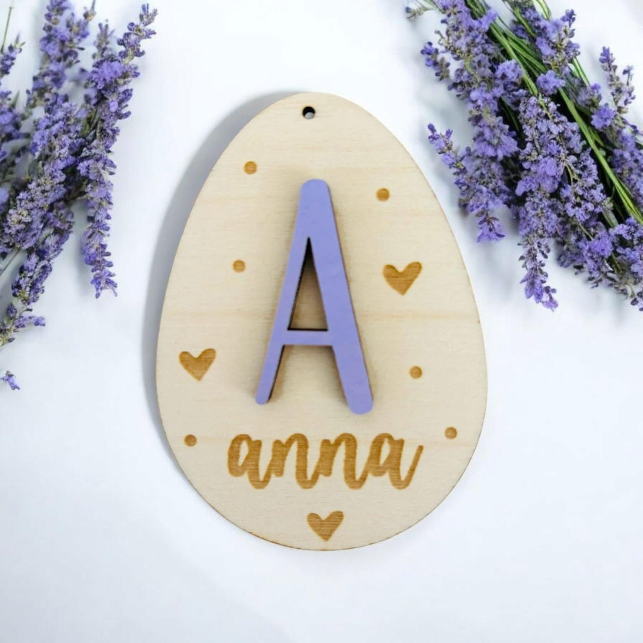 personalisiertes Osterei in Wunschfarbe, Osterdeko Holz, Oster Anhänger personalisiert, Osterkörbchen Kinder, Kleine Ostergeschenke