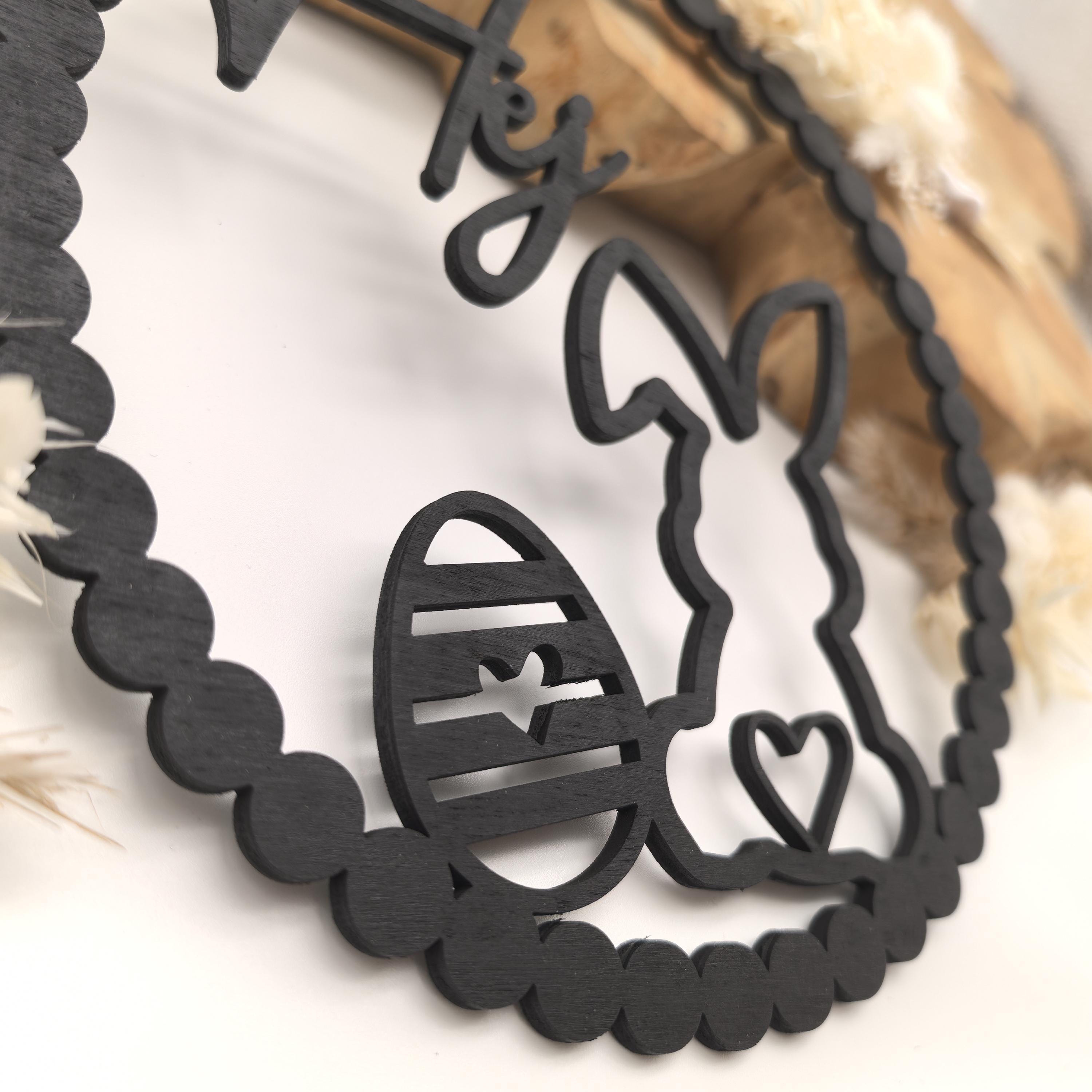 hübscher Oster Türkranz mit Hase und Wunschtext, Wanddeko, Fensterdeko, Osterkranz, Osterdeko, Osterhase, Ostereier, personalisierte Deko