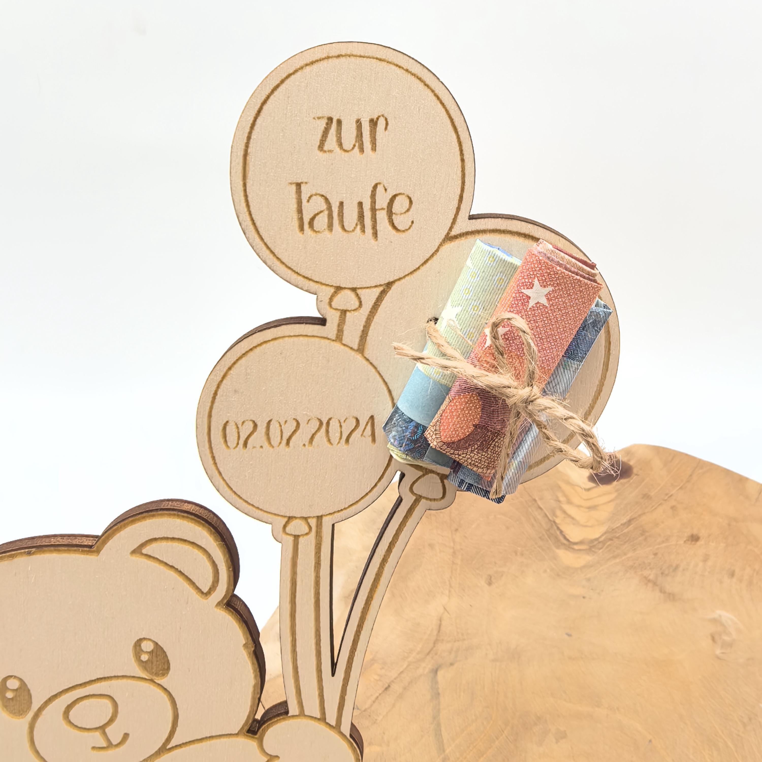 süßes Geldgeschenk zur Geburt oder Taufe , Geburtstag , personalisiert mit deinem Wunschtext, Taufgeschenk, Namensschild, Geburtsdaten