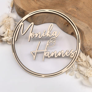 Hochzeit Kranz Geschenk personalisiert mit Namen aus Holz - Hochzeitsgeschenk Holz Hochzeitsschild Holzkranz Hochzeitskranz Hochzeitsdeko