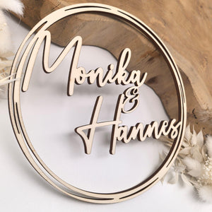 Hochzeit Kranz Geschenk personalisiert mit Namen aus Holz - Hochzeitsgeschenk Holz Hochzeitsschild Holzkranz Hochzeitskranz Hochzeitsdeko