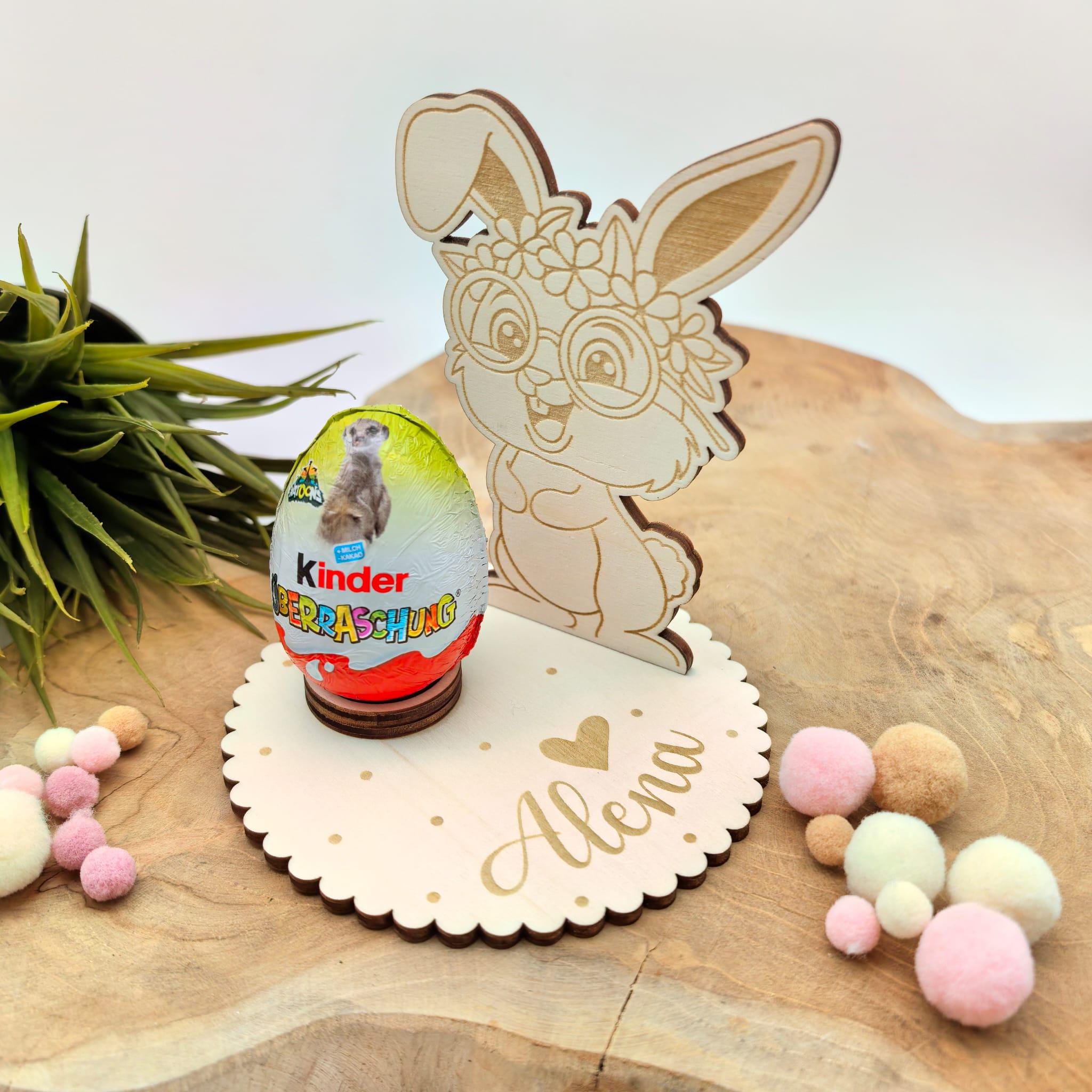 Ü-Ei Hase personalisiert aus Holz Halterung , Ostern, Geschenk, Ostergeschenk, Überraschungsei, Ostergeschenk, Eierhalter, Ostergeschenk