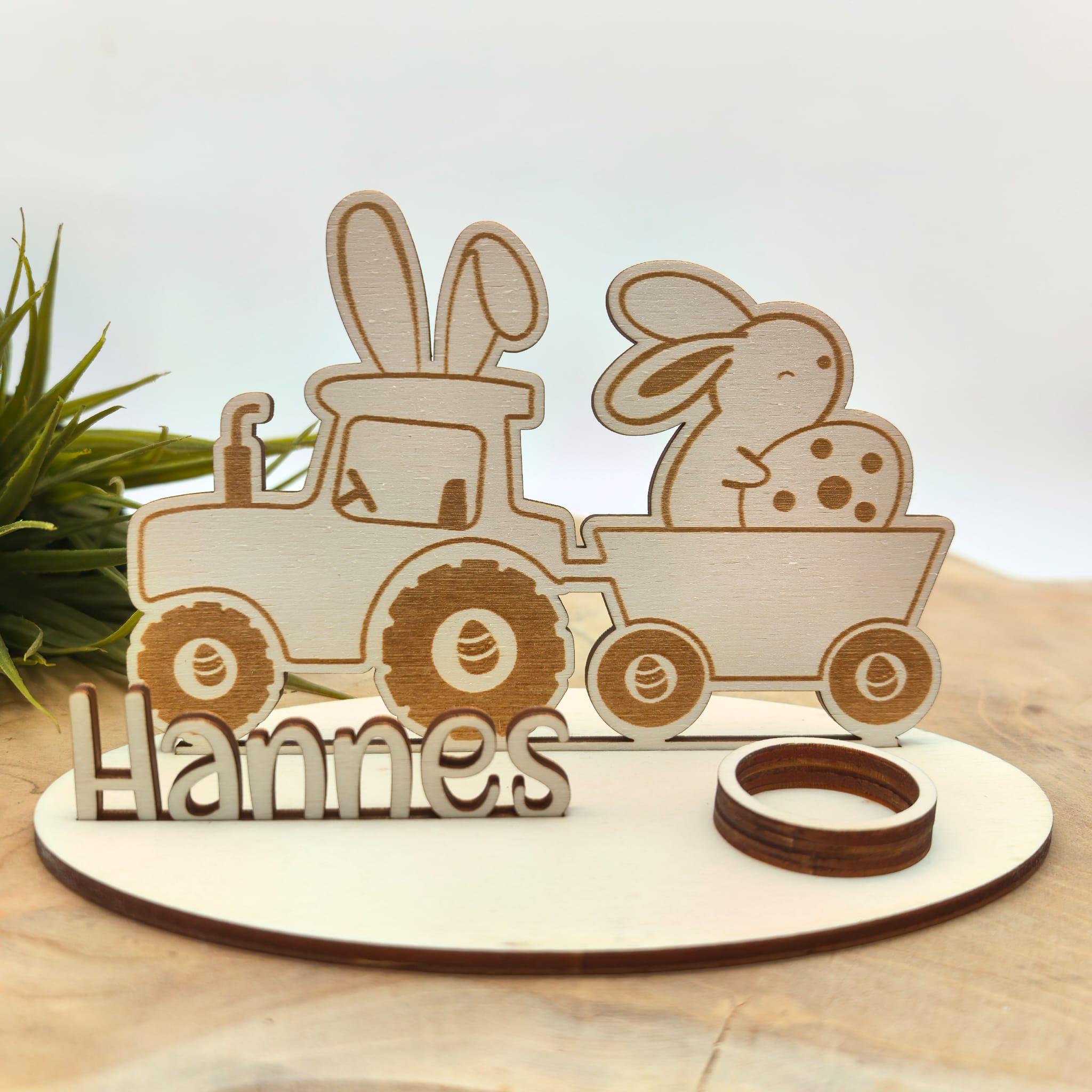 Ü-Ei Traktor Eierhalter personalisiert aus Holz Halterung , Ostern, Geschenk, Ostergeschenk, Überraschungsei, Ostergeschenk, Ostergeschenk
