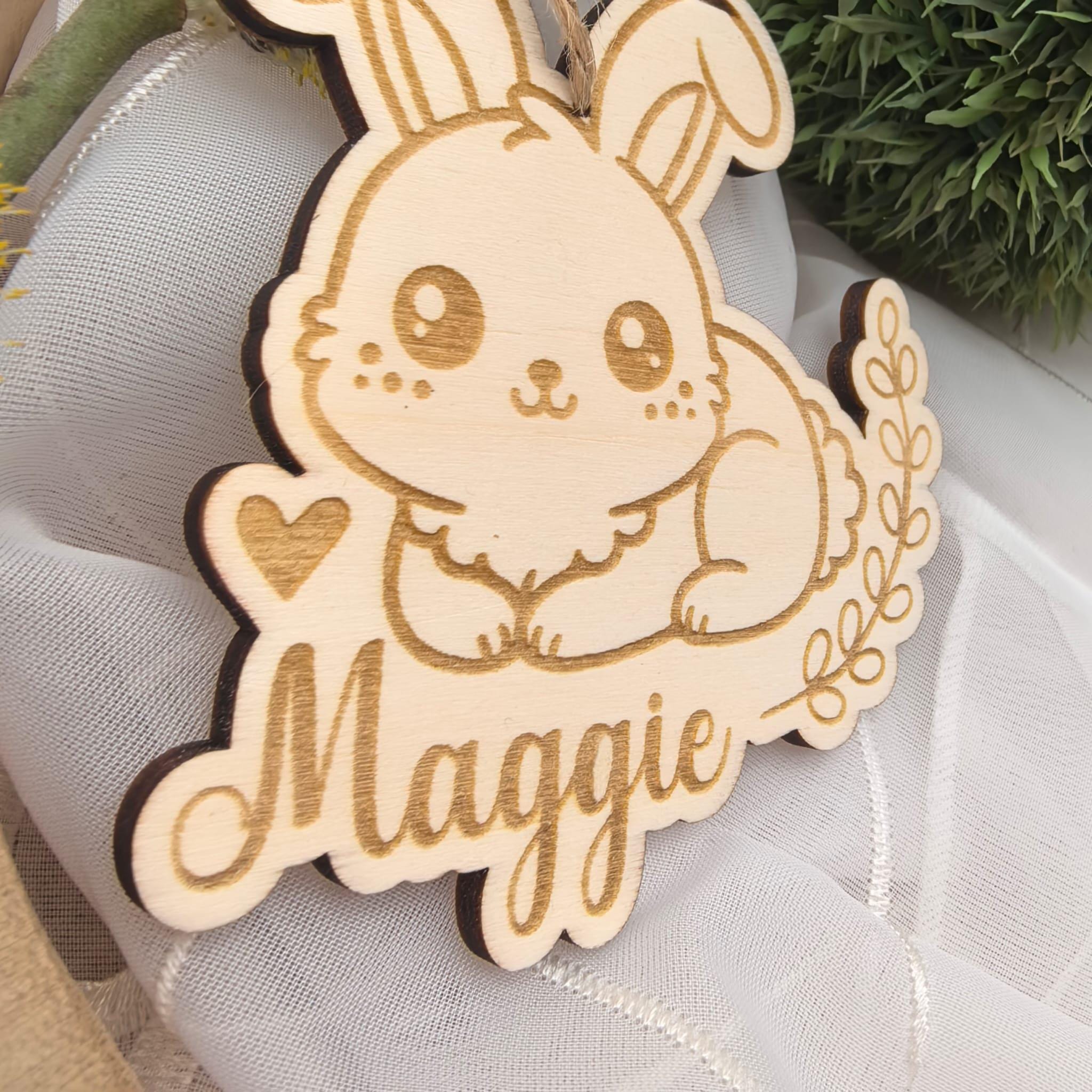 Ostereier zum aufhängen, Osteranhänger, Ostergeschenk personalisiert, Geschenkanhänger Ostern, Osterdeko Holz, Osterhase, Hase mit Blumen