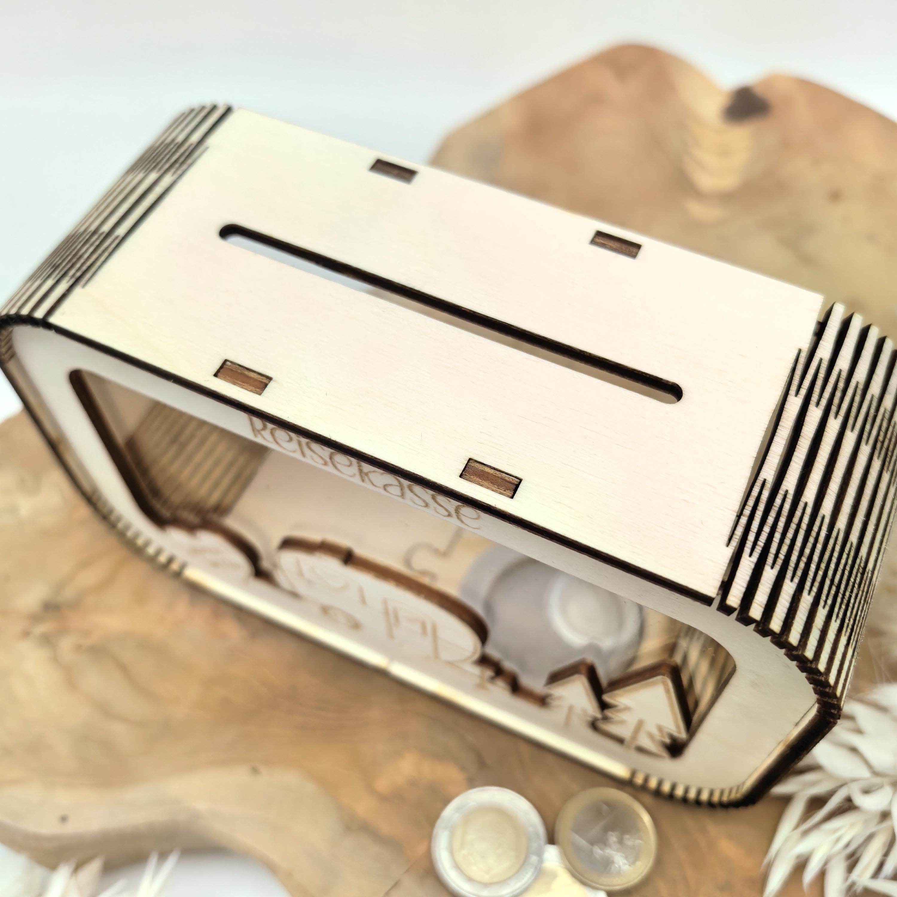 Spardose Reisekasse personalisiert mit Name, Geldgeschenk, Sparschwein Geburtstagsgeschenk Freundin Ehefrau Einzugsgeschenk, Camper, Camping