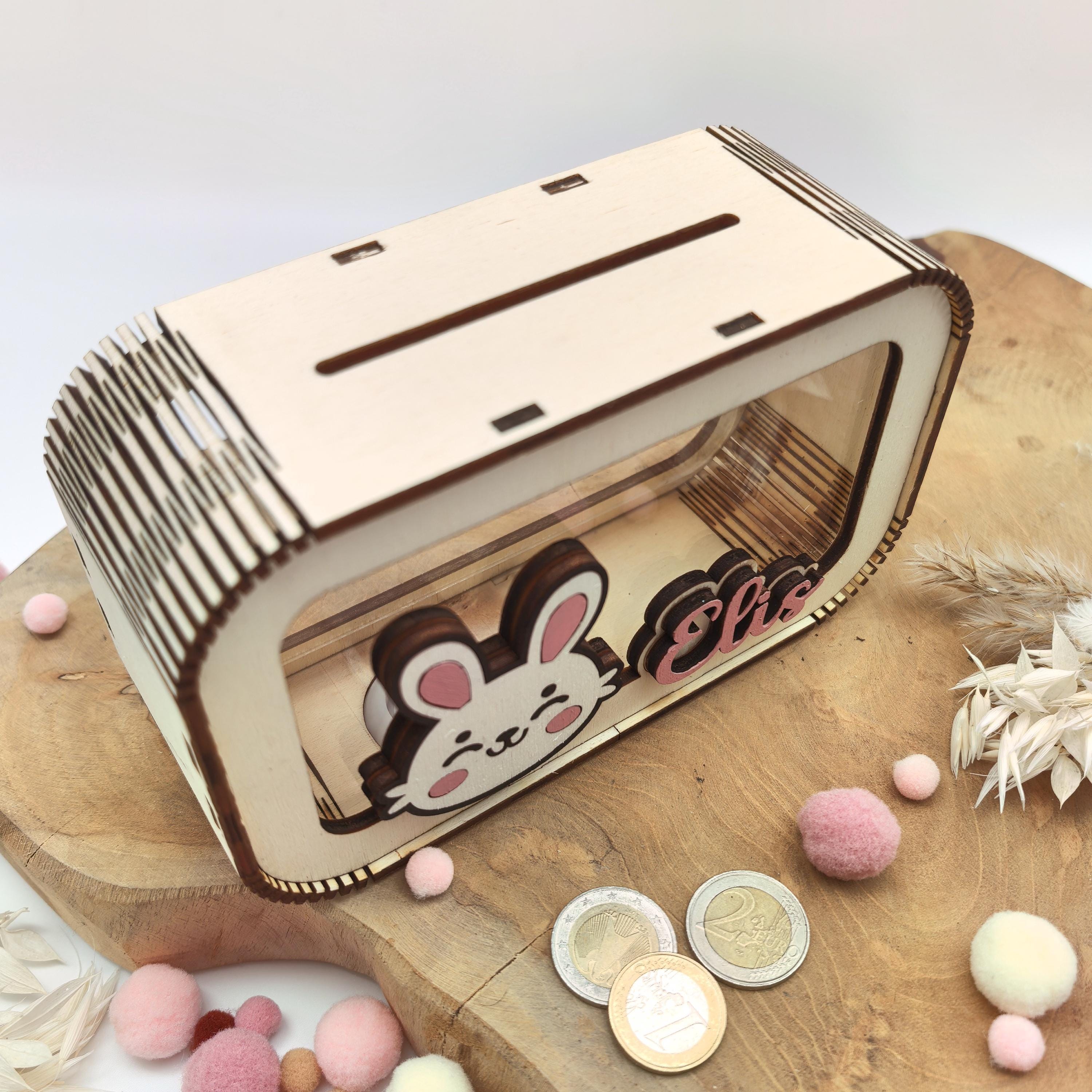 Spardose Hase personalisiert mit Namen in Wunschfarben, Sparbüchse, Sparschwein, Geldgeschenk, Geschenk Geburt, Taufe, Geburtstag, Häschen