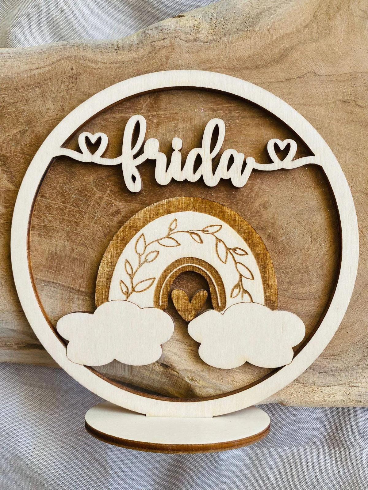 Regenbogen Türschild personalisiert fürs Kinderzimmer, Geburtstagsgeschenk, Deko, Geschenk Taufe, Geburt, Kindergeburtstag, Namensschild