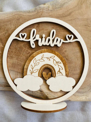Regenbogen Türschild personalisiert fürs Kinderzimmer, Geburtstagsgeschenk, Deko, Geschenk Taufe, Geburt, Kindergeburtstag, Namensschild