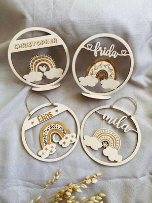 Regenbogen Türschild personalisiert fürs Kinderzimmer, Geburtstagsgeschenk, Deko, Geschenk Taufe, Geburt, Kindergeburtstag, Namensschild