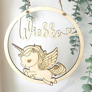 Personalisiertes Einhorn Türschild fürs Kinderzimmer, Geburtstagsgeschenk, Deko, Geschenk Taufe, Geburt, Kindergeburtstag, Namensschild