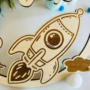 Personalisiertes Raketen Türschild, Namensschild, Kinderzimmer, Geburtstagsgeschenk, Deko Geschenk Taufe Geburt, Weltall, Astronaut