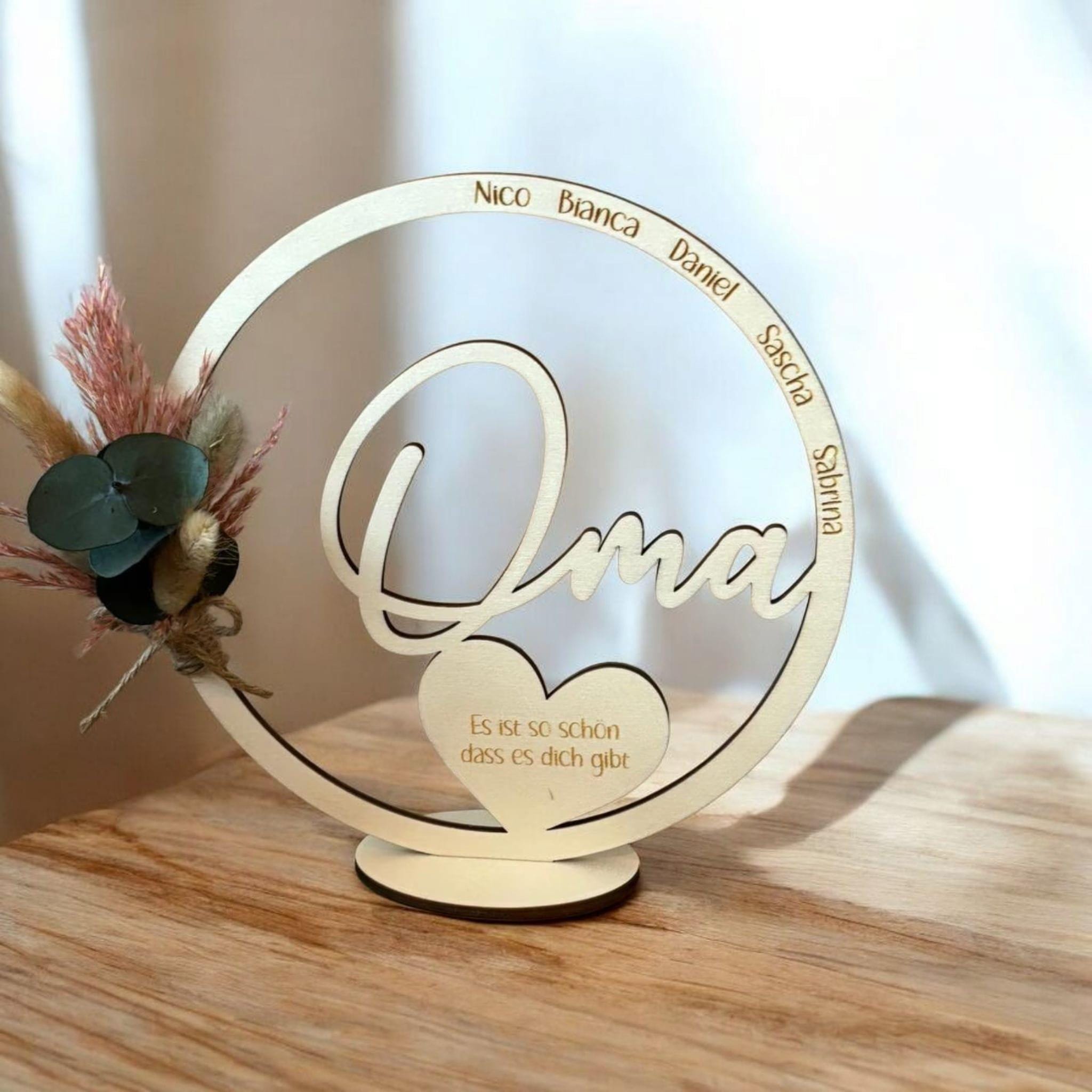 Kranz mit Trockenblumen personalisiert mit Wunschtext für Oma , Mama, Geschenk zum Muttertag, Geburtstagsgeschenk, Dekoidee