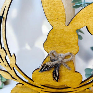 Oster Türkranz mit Hase und Federn, Wanddeko, Fensterdeko, Osterkranz, Osterdeko, Osterhase, Ostereier, personalisierte Deko