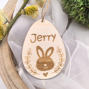 Ostereier zum aufhängen, Osteranhänger, Ostergeschenk personalisiert, Geschenkanhänger Ostern, Osterdeko Holz, Osterhase, Hase mit Blumen