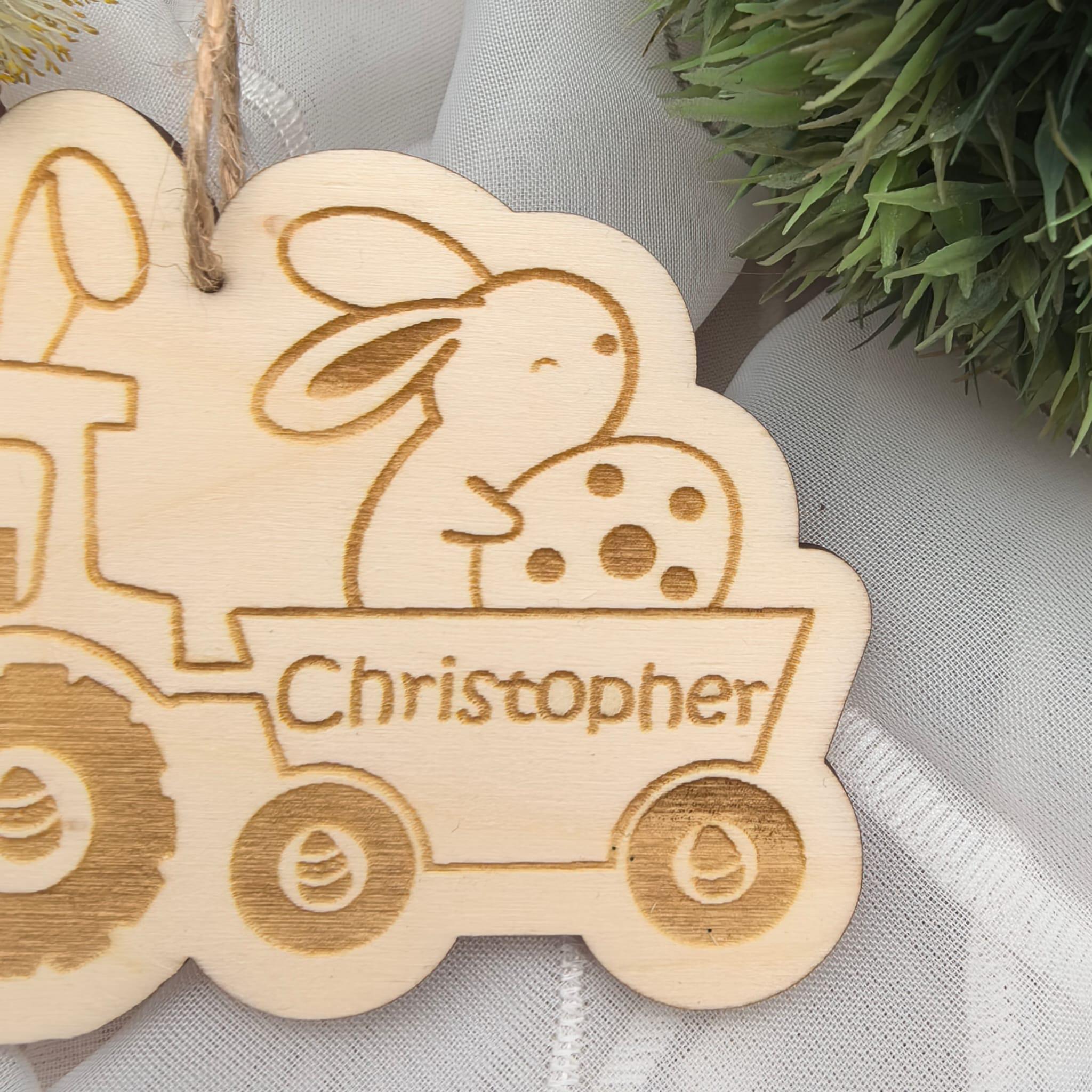 Traktor Ostereier zum aufhängen, Osteranhänger mit Bagger, Osterei Ostergeschenk personalisiert, Geschenkanhänger Ostern, Osterhase