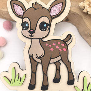 personalisierter Reh Caketopper mit Geburtstags Zahl, gefertigt in deinen Wunschfarben, Cake Topper, Tortenstecker, Kindergeburtstag Bambi