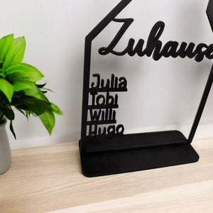 Haus mit Namen, Holzhaus personalisiert, 4mm Holz personalisierte Deko Wand Einzugsgeschenk, Türschild Familie, Geburtstagsgeschenk Hochzeit
