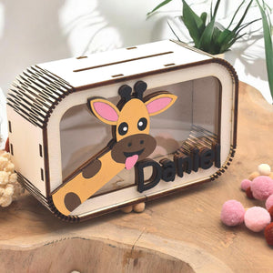 Spardose Giraffe personalisiert mit Namen in Wunschfarben, Sparbüchse, Sparschwein, Geldgeschenk, Geschenk Geburt, Taufe, Geburtstag, Safari