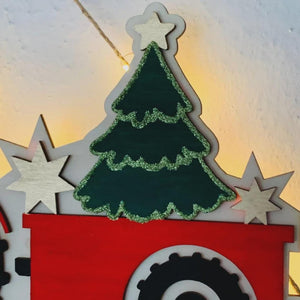 Adventskalender XXL Traktor aus Holz, personalisiert mit Wunschtext und in Wunschfarbe, Geschenkidee, Babys Weihnachten, Advent, Trekker