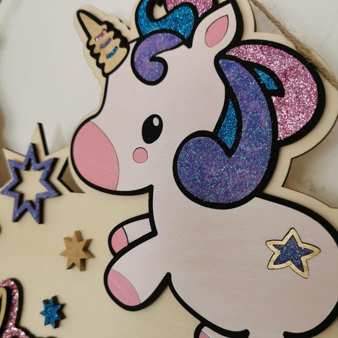 Einhorn Adventskalender aus Holz, personalisiert mit Wunschtext und in Wunschfarbe, Geschenkidee, Babys Weihnachten, Advent, Nikolaus