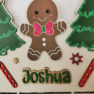Lebkuchen Adventskalender aus Holz, personalisiert mit Wunschtext und in Wunschfarbe, Geschenkidee, Babys Weihnachten, Advent, Lebkuchenhaus